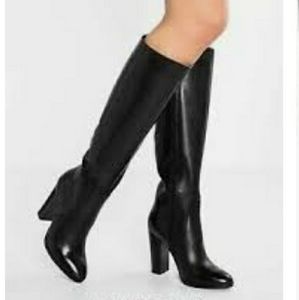 Leather knee high boots